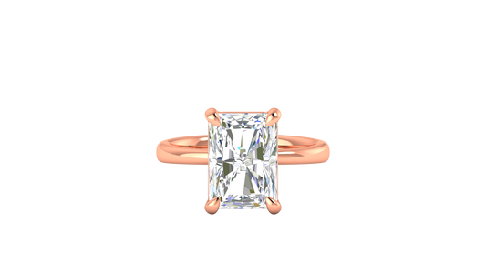 5.00 Ctw Radiant Cut Solitaire Engagement Ring Set In 14K Rose Gold
