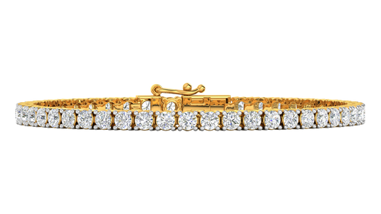 6.48 Ctw Round Brilliant Diamond Tennis Bracelet In 14K Yellow Gold