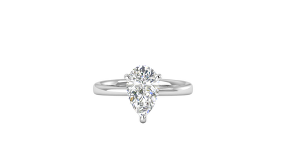 2.00 Ctw Pear Cut Solitaire Engagement Ring Set In 14K White Gold
