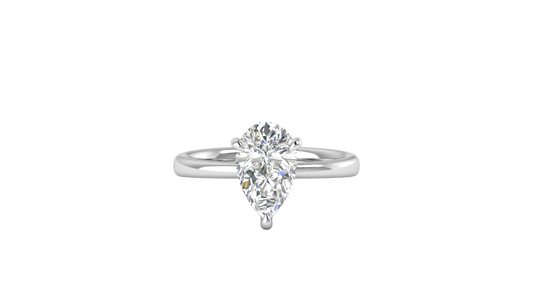 2.00 Ctw Pear Cut Solitaire Engagement Ring Set In 14K White Gold