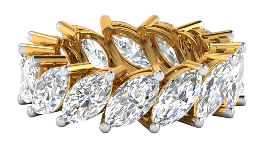 7.00 Ctw Marquise Cut Diamond Eternity Band Set In 14K Yellow Gold