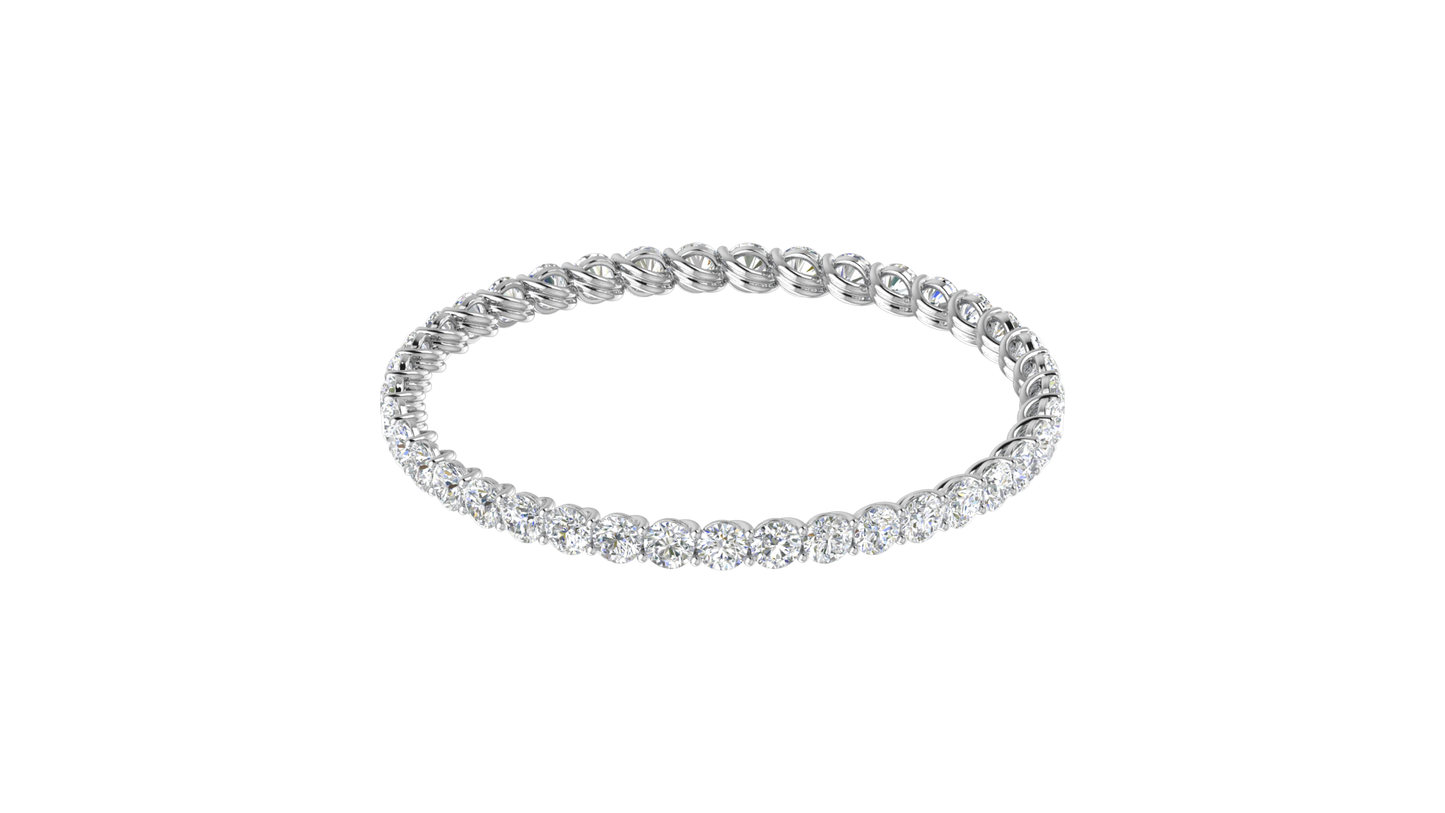 39.00 Ctw Round Cut Diamond Bangle | Twisted Eternity Diamond Bangle Set In Luxury 14K White Gold