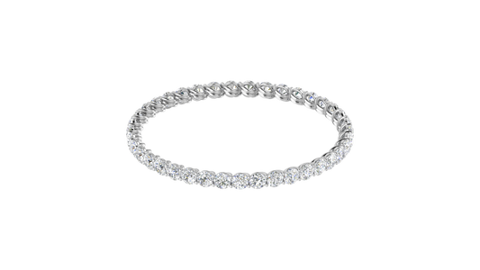 39.00 Ctw Round Cut Diamond Bangle | Twisted Eternity Diamond Bangle Set In Luxury 14K White Gold