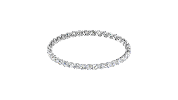39.00 Ctw Round Cut Diamond Bangle | Twisted Eternity Diamond Bangle Set In Luxury 14K White Gold