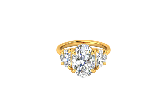 4 Carat Oval Cut Engagement Ring With Half Moon Side Stones In 14K Yellow Gold