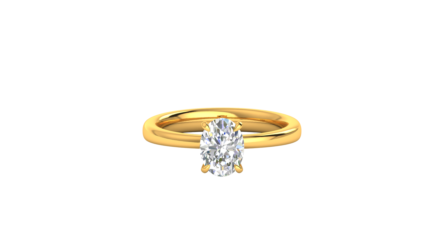 1.00 Ctw Oval Cut Solitaire Engagement Ring Set In 14K Yellow Gold