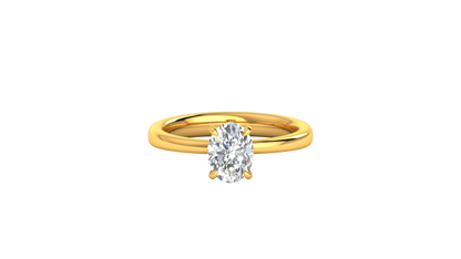 1.00 Ctw Oval Cut Solitaire Engagement Ring Set In 14K Yellow Gold