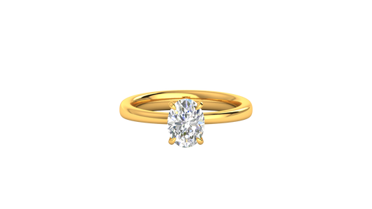 1.00 Ctw Oval Cut Solitaire Engagement Ring Set In 14K Yellow Gold