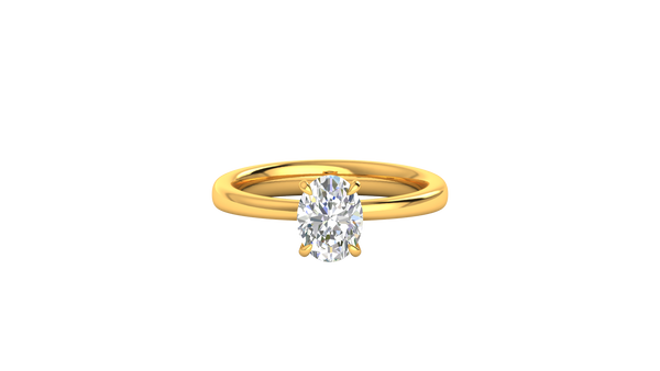 1.00 Ctw Oval Cut Solitaire Engagement Ring Set In 14K Yellow Gold