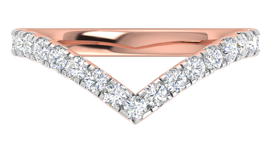 0.63 Ctw Elegant Diamond Chevron Ring Set In 14K Rose Gold