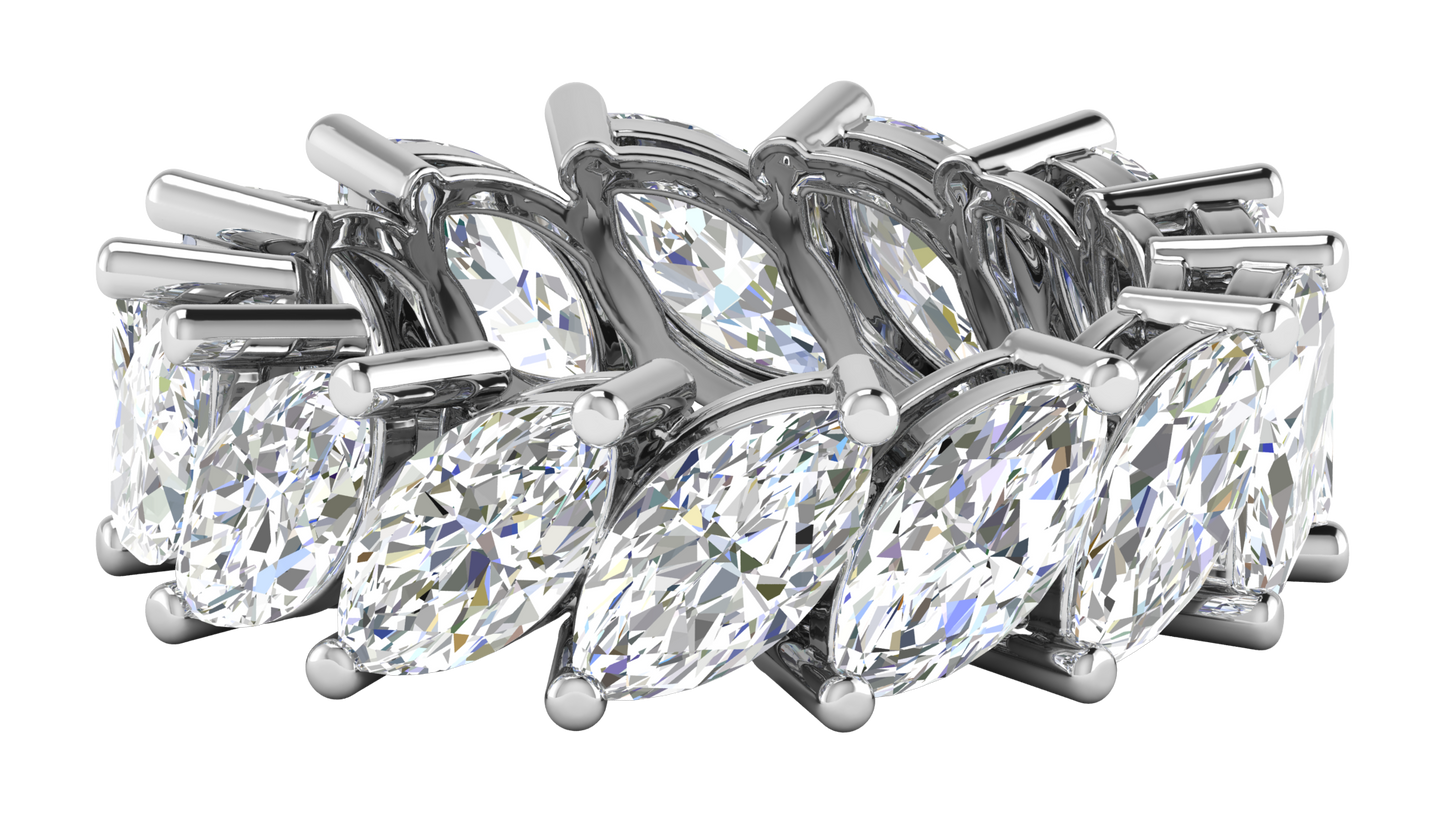 7.00 Ctw Marquise Cut Diamond Eternity Band Set In 14K White Gold