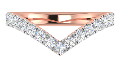 0.68 Ctw Elegant Diamond Chevron Ring Set In 14K Rose Gold