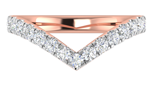 0.68 Ctw Elegant Diamond Chevron Ring Set In 14K Rose Gold