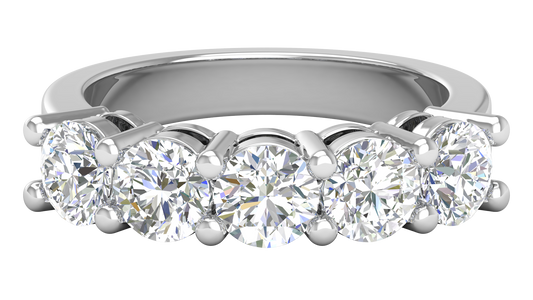 2.50 Ctw Five-Stone Wedding Band With U-Shape Prong Setting In 14K White Gold