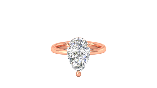 4.00 Ctw Pear Cut Solitaire Engagement Ring Set In 14K Rose Gold