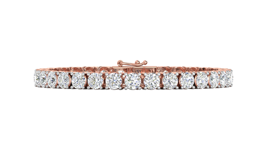 15.50 Ctw Round Brilliant Diamond Tennis Bracelet In 14K Rose Gold