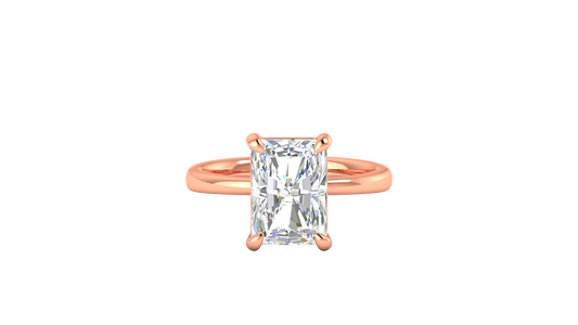 4.00 Ctw Radiant Cut Solitaire Engagement Ring Set In 14K Rose Gold
