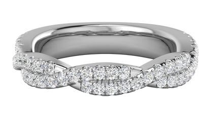 0.68 Ctw Sparkling Infinity Diamond Ring Set In 14K White Gold