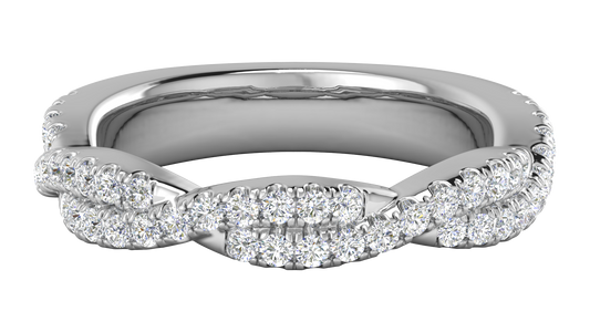 0.68 Ctw Sparkling Infinity Diamond Ring Set In 14K White Gold