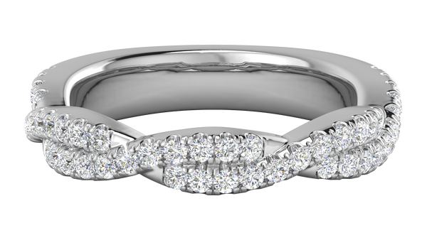 0.68 Ctw Sparkling Infinity Diamond Ring Set In 14K White Gold