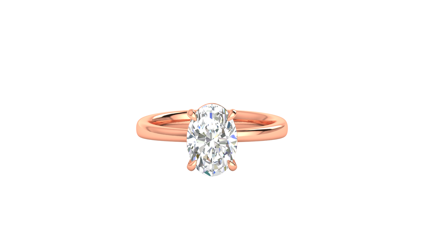 2.00 Ctw Oval Cut Solitaire Engagement Ring Set In 14K Rose Gold