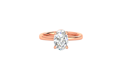 2.00 Ctw Oval Cut Solitaire Engagement Ring Set In 14K Rose Gold
