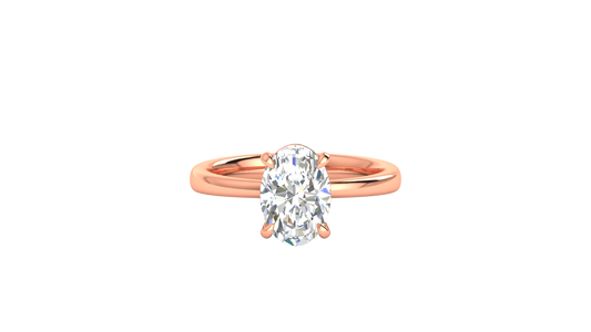 2.00 Ctw Oval Cut Solitaire Engagement Ring Set In 14K Rose Gold