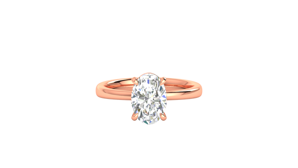 2.00 Ctw Oval Cut Solitaire Engagement Ring Set In 14K Rose Gold