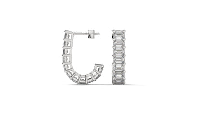2.20 CTW Emerald-Cut Diamond Hoop Earrings in 14K White Gold