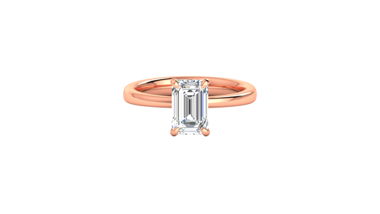 2.00 Ctw Emerald Cut Solitaire Engagement Ring Set In 14k Rose Gold