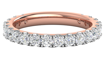 1.20 Ctw Timeless 4 Prong Wedding Band Set In 14K Rose Gold