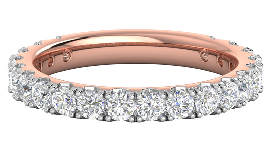 1.20 Ctw Timeless 4 Prong Wedding Band Set In 14K Rose Gold