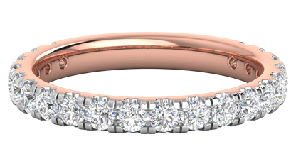 0.90 Ctw Timeless 4 Prong Wedding Band Set In 14K Rose Gold