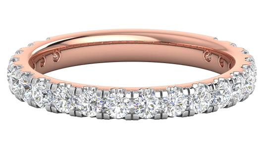 0.90 Ctw Timeless 4 Prong Wedding Band Set In 14K Rose Gold