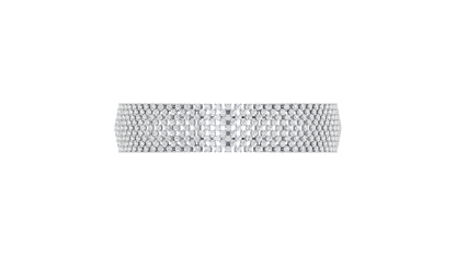 41.58 Ctw Round Cut Diamond Bangle | Wide Pavé Diamond Bangle Set In Luxury 14K White Gold