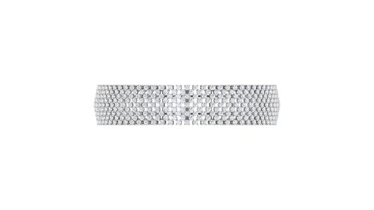 41.58 Ctw Round Cut Diamond Bangle | Wide Pavé Diamond Bangle Set In Luxury 14K White Gold