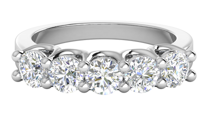 2.00 Ctw Five-Stone Wedding Band With U-Shape Prong Setting In 14K White Gold
