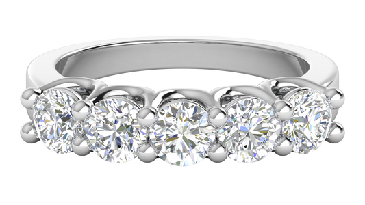 2.00 Ctw Five-Stone Wedding Band With U-Shape Prong Setting In 14K White Gold