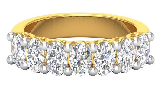 2.10 Ctw Luxurious Oval Cut Seven Stone Wedding Band With U-Shape Prong Setting In 14K Yellow Gold