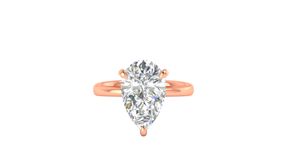 5.00 Ctw Pear Cut Solitaire Engagement Ring Set In 14K Rose Gold