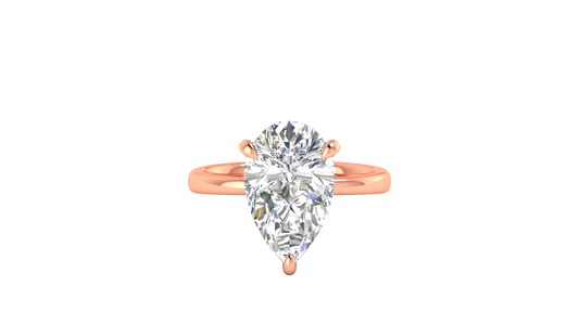 5.00 Ctw Pear Cut Solitaire Engagement Ring Set In 14K Rose Gold