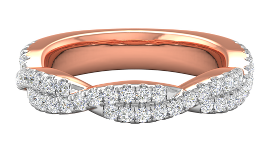 0.68 Ctw Sparkling Infinity Diamond Ring Set In 14K Rose Gold