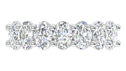 2.80 CTW Oval Cut Diamond 7-Stone Wedding Band in 14K White Gold - U - Shape Prong Setting