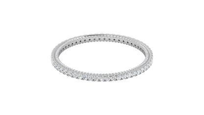 32.40 Ctw Round Cut Diamond Bangle | Double Row Pavé-Set Luxury Diamond Bangle Set In 14K White Gold