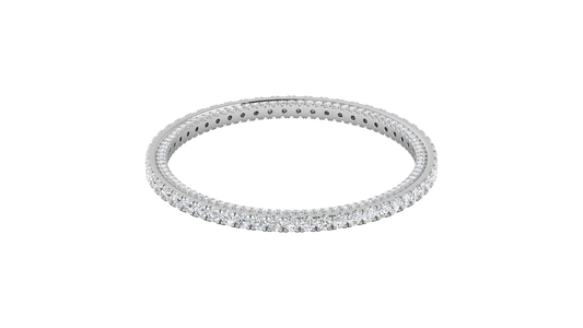 32.40 Ctw Round Cut Diamond Bangle | Double Row Pavé-Set Luxury Diamond Bangle Set In 14K White Gold