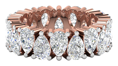 4.40 Ctw Pear Cut Diamond Eternity Band Set In 14K Rose Gold