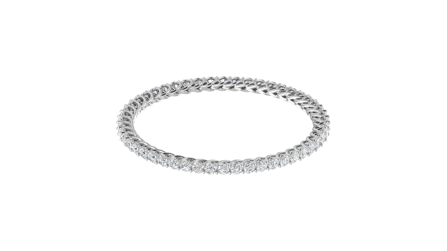 25.00 Ctw Round Cut Diamond Bangle | Twisted Rope Diamond Eternity Bangle Set In Luxury 18K White Gold