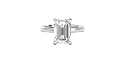 5.00 Ctw Emerald Cut Solitaire Engagement Ring Set In 14K White Gold