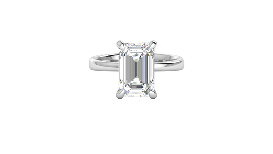 5.00 Ctw Emerald Cut Solitaire Engagement Ring Set In 14K White Gold
