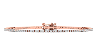 1.08 Ctw Round Brilliant Diamond Tennis Bracelet In 14K Rose Gold